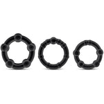 Soft Stretchy Beaded Cockrings - Male Enhancement Cock Rings - Pack Of 3 - Sex Toy For Men (Black)
