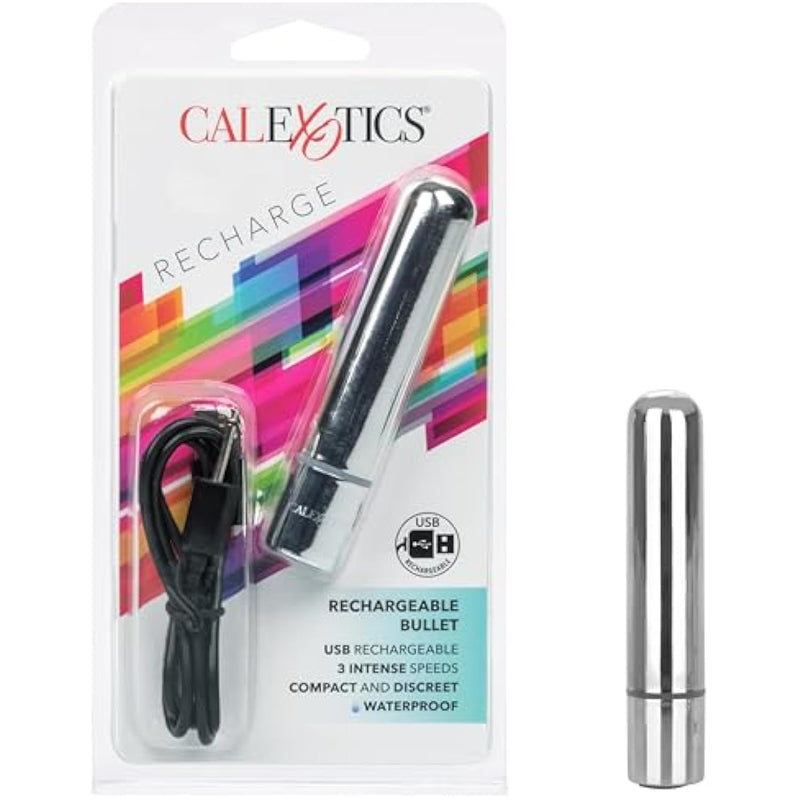 Calexotics Rechargeable Bullet - Adult 3 Speed Vibe Massager - Waterproof Travel Size Sex Toys For Couples - Silver