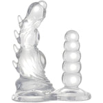 Monster Double Dildo,7.4 In Knot Dildo And 5.3 In Anal Beads,Clear Dildo With Strong Suction Cup,Adult Sex Toys For Women Men Lesbian