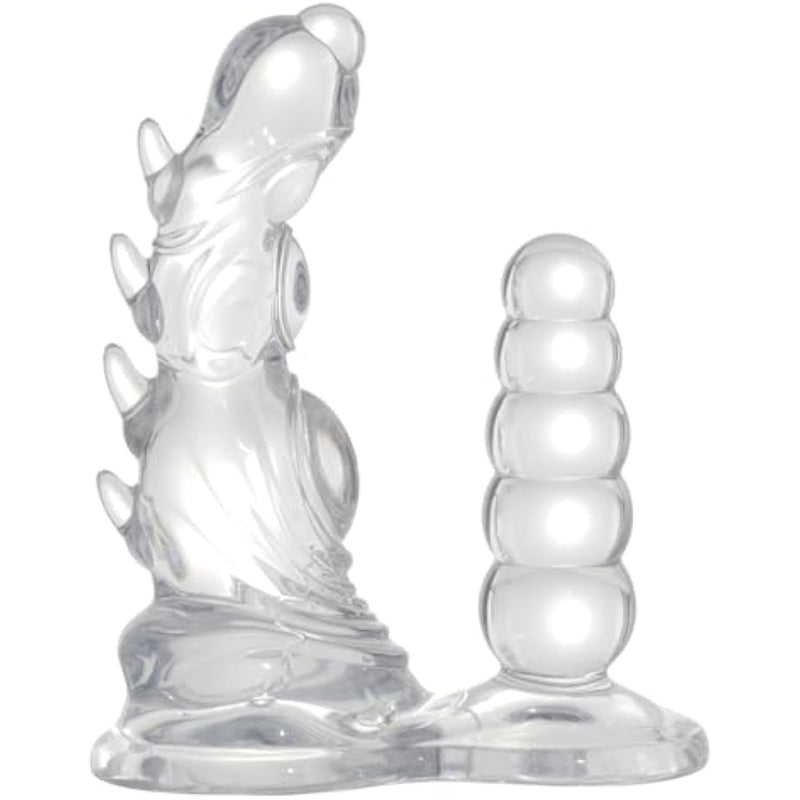 Monster Double Dildo,7.4 In Knot Dildo And 5.3 In Anal Beads,Clear Dildo With Strong Suction Cup,Adult Sex Toys For Women Men Lesbian