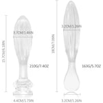 Crystal Glass Dildo Anal Plug,2Pcs Big Butt Plug Anus Training Kit Rose Round Base G-Spot Stimulator Sex Glass Anal Masturbation Plug Prostate Massage Adult Sex Toys For Men Women Gay And Couples