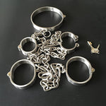 Sex Bondage Bdsm Kit Sexy Slave Stainless Steel Lockable Wrist Handcuffs&Ankle Shackle&Collar Chain Restraints Set Adult Sex Toys Couple Supplies ? (Female)