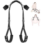 Sex Bondage Bdsm Kit, Bed Restraints Thigh Sling Spreader Straps Neck To Thigh/Ankle Restraint Bondage Submissive Gear, Open Leg Straps Sm Game Kinky Sex Toys For Women Couples Beginner (Black)