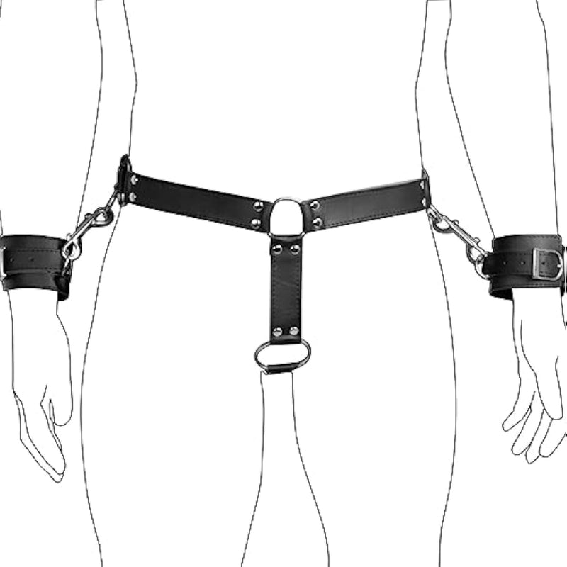 Bdsm Male And Female Chastity Belt Bondage Restraints Devices With Straps Cuffs, Faux Leather Handcuffs Sex Bed Adult Toys, Sex Leash Bondage Fetish Handcuffs Kit Cuff Set For Couples Bedroom Play