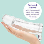 Mega Thick Penis Sleeve | 2 Extra Inches Penis Extender With Ball Loop | Girthy Realistic Sexual Stimulation Device | Couples Cock Enlarger Adult Sex Toys For Men | Clear