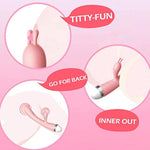 Rabbit Vibrator- G Spot Vibrator For Women - Handheld Vibrator Wand Cordless Vibrating Dildo For Muscle Tension, Silicone, Pink, 8.5 Inch