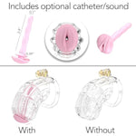 Chastity Device V3, Male Chastity Cage, Comfortable Nylon Resin Plastic Chastity Device, 3D Printed, 5 Sizes, Multiple Colors, Includes 5 Rings (Clear, X-Large)
