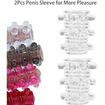 Penis Sleeve Pump Sex Toys For Men, 2Pcs Cock Sleeve Penis Ring Extension For Mens Sex Toys, Reusable Penis Pumps Extender For Couples Sex Toys,Silicone Cockring Penis Enlarger Adult Sex Toy For Men