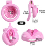 Male Chastity Cage With 4 Sizes Rings Cock Cage Asb+Resin Flat Chastity Device Invisible Lock Realistic Design Bondage Penis Cage Lightweight Adults Sex Toys For Men(Pink)
