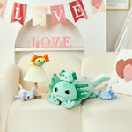 Giant Axolotl Plush Stuffed Animal With 4 Babies Inside, 31.5" Glow In The Dark Axolotl Pillow For Girl Boy Kid, Soft Long Salamander Plushies Toy For Birthday Party Gifts, Green