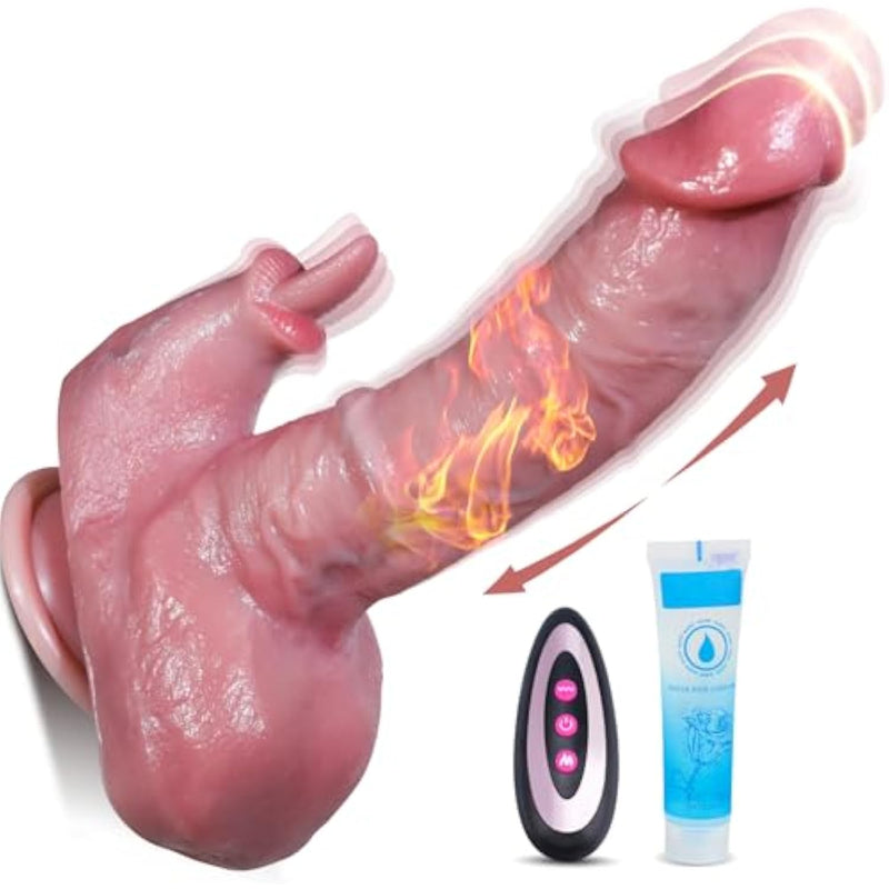 Sex Toys Thrusting Dildo Vibrator - Realistic Rabbit 8.6" Thick Dildos With 3 Thrusting & 9 Vibrating Modes For G Spot Vagina Anal, Silicone Suction Cup Penis Vibrators Consolador Adult Toys For Women
