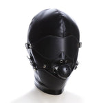 Full Face Mask Faux Leather Head Hood with Open Mouth Ball Gag, Erotic Fetish BDSM SM Blindfold for Adults Couples Sex Restraints Bondage Flirt Slave Role Play, Full Head Cover Headgear Sex Toy