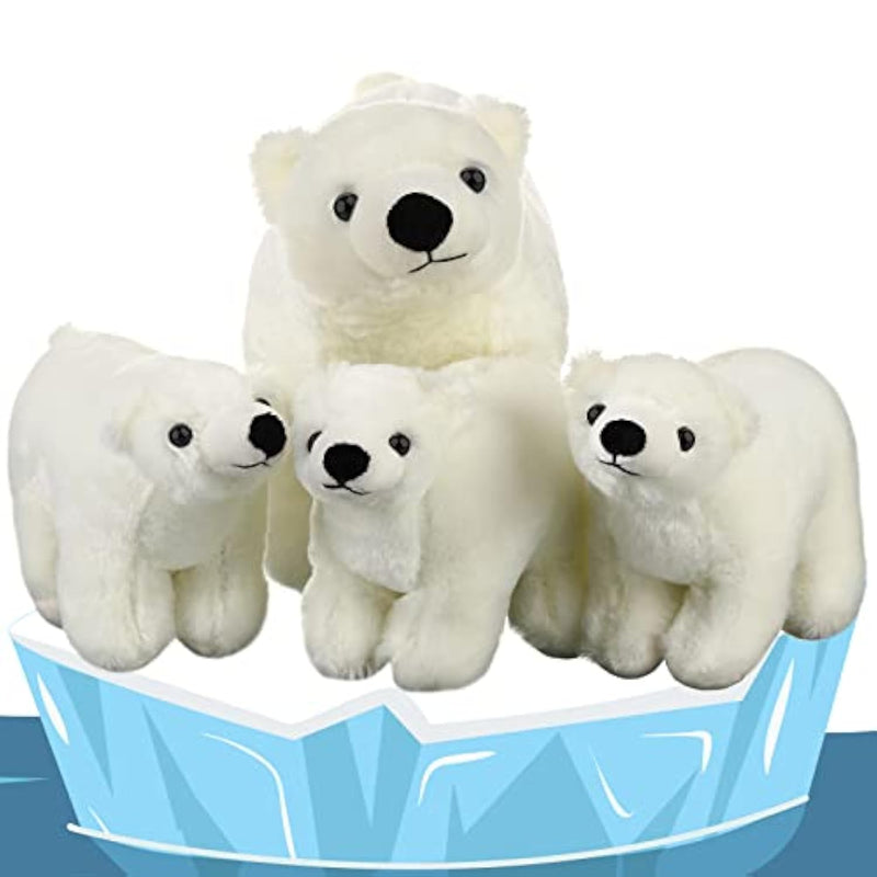 4 Pcs Polar Bear Stuffed Animal Set Large White Animals Stuffed Soft Plush Toy Cuddly Gifts For Winter Birthday Decoration(Polar Bear Style)