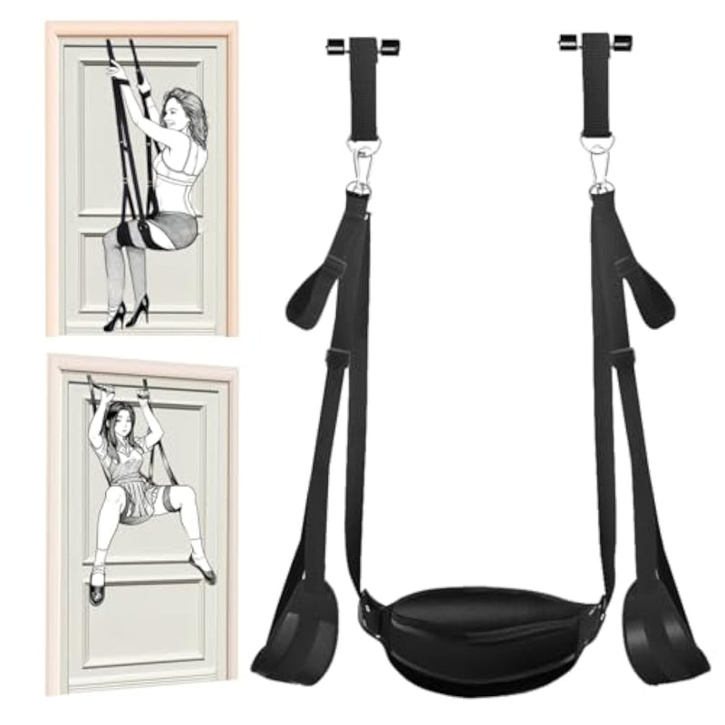 Bdsm Door Sex Swing With Restraint Handcuffs, Ankle Cuffs, Adjustable Restraint Straps, And Butt Support, Bondage Sex Toy For Adults Or Couples. (Without Pullup Bar)