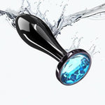 Sex Toys Anal Butt Plug, 3Pcs Adlut Toys Safety Metal Butt Plug Sexy Toy With Crystal Diamond Anal Toy For Men Women Anal Trainer Beginner (Blue)