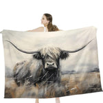 Highland Cow Throw Blanket - Farm Animal Gifts & Decor - Soft, Warm, Cozy Fleece - 50"X40"