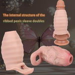 Realistic Thick Knot Penis Sleeve Hollow Animal Dog Knotted Dildo Pennis Girth Enhancer Sleeve For Men Enhanced Fun Confidence White Skin Color 3.8'' Silicone Penis Ring Extended Time (S)