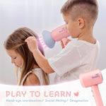 Hair Salon Toys For Girls - Pretend Play Hair Styling Toy Set With Realistic Blow Dryer, Hair Straightener, Kids Beauty Play Set Including Curling Iron, Brushes & Storage Case