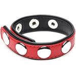 Strict Leather Cock Ring Black Studded Leather Speed Snap-On Ring For Men Or Couples, Harder Longer Erection Enhancer, Adjustable Cock Ring, Stay Hard Male Enhancement - Red