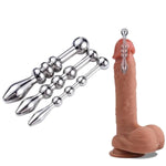 Urethral Sounds Stainless Steel Penis Plug Training Urinary Dilator Urethra Masturbation Rod Bladder Stimulation Sex Toy For Men (4 Beads 0.31Inch)