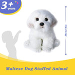 14" Realistic Plush Maltese Dog, Stuffed Animal Puppy Dog Toys, Soft Plush Pillow Birthday For Kids And Adult, White
