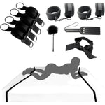 Bed Bondage Restraints Kits Bdsm Toys Bed Restraints Straps Sex Toys Handcuffs Ankle Cuffs Blindfold Feather Paddle Set Sm Games Adjustable For Couples