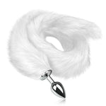 Super Long Metal Anal Butt Plug with Arctic Fox Tail for Cosplay and Adult Games