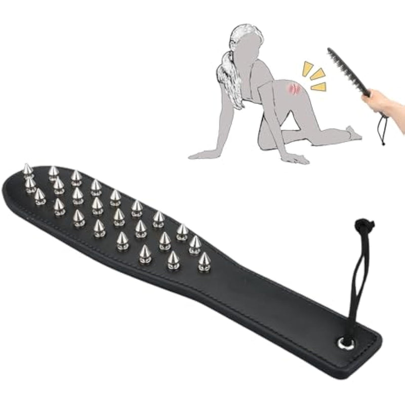 2 In 1 Sex Spanking Paddle For Adult, Pu Leather Paddle With Single Sided Rivets For Couples Play, Slut Spank Paddle Whip Flogger For Bedroom, Sm Sex Toys Flirt For Women Men Extreme Love