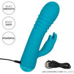 Thicc Chubby Thrusting Tickler Waterproof Silicone Rechargeable Rabbit Vibrator Blue - Se-0650-40-3