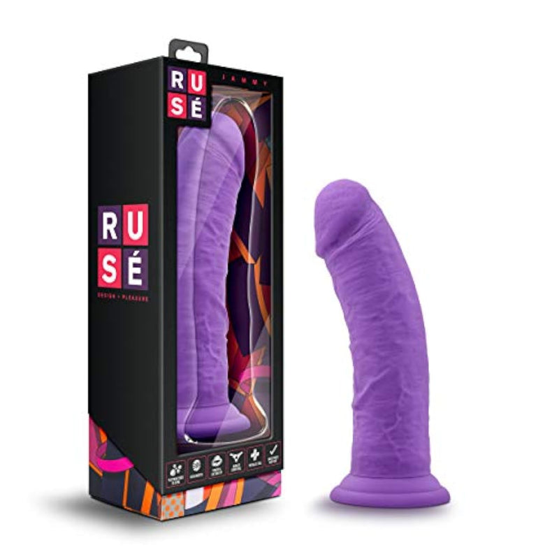 Blush Ruse Jammy 8" Silicone Dildo For G-Spot Stimulation - Ultrasilk Girthy Pleasure Hyper-Realistic Cock - Sturdy Suction Cup Base - Body-Safe Adult Sex Toy Penis For Women, Men & Couples - (Purple)