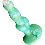 Unique Knotty Soft Flexible Strong Suction Silicone Dog Dildo Wolf Anal Plug With Knot Canine Style Multi Color (Blue-Green)