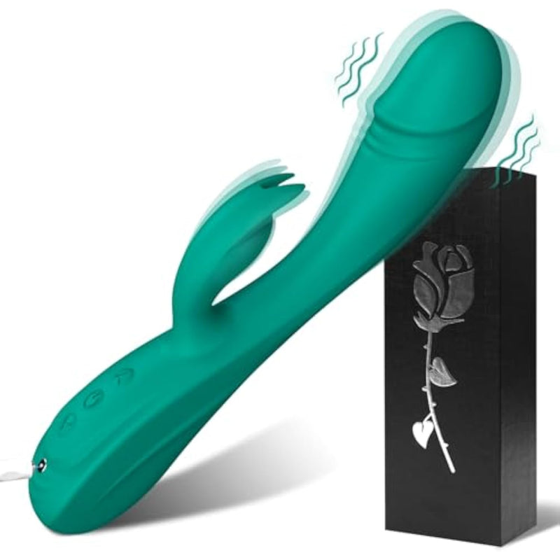 Rabbit G Spot Vibrator Sex Toys, 7 * 7 Vibrating Modes 8.4'' Couple Realistic Vibrators Anal Dildo Wand Adult Toys, Adult Sex Toys For Women And Couples Pleasure (Dark Green)