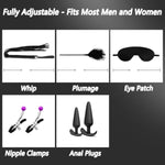 Bdsm Kit Bondage Set, 11 Pcs Sex Kit Bed Restraints Accessories With Adjustable Handcuffs Collar Ankle Cuff Nipple Clamps Anal Plugs For Men Women Couples