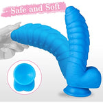 8.5Inch Realistic Dildo Soft Liquid Silicone Material No Any Smell Adult Sex Toys Thick Penis Strong Suction Cup For Hand-Free(Blue)