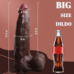 Sex Toy 13.4 Inch Huge Realistic Silicone Dildo, Lifelike Silicone Big Black Dildo With Small Glans For Women Deep Stimulation, Soft Liquid Dildo With Strong Suction Cup For Men And Women Pleasure