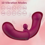 Vibrating Double Ended Dildo For Lesbian, Silicone Strapless G-Spot Dildo Vibrator Wireless Fake Penis With 10 Vibration Modes, Adult Sex Toys & Games For Couple Anal Play