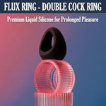 Flux Ring Cock Ring Noir - 100% Liquid Silicone Double Cockring For Adults, Stretchy & Flexible Sex Toys, Waterproof Adult Toys, Ergonomic Design Penis Ring, Ultra Soft Touch