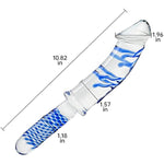 Crystal Anal Plug Butt Glass Dildo Handheld Realistic Dildo With Blue Raised Spiral Texture