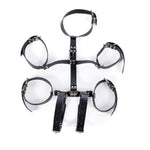 Bdsm Sex Bondage Restraint Sets Pu Leather Adjustable Neck Back Arm Cuffs Handcuffs Couple Flirting Tools Fetish Sex Toys For Women Couples Adults Sex Game Roleplay