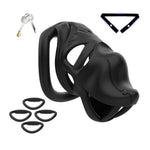 Cock Cage Sex Toys Male Chastity Cage With 4 Different Rings Resin Penis Cage With Concealed Lock And Belt Lightweight Breathable Sm Chastity Device For Exercising The Man'S Penis (B-L,Black)