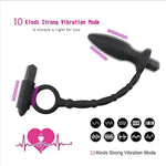 Anal Vibrator With Thick Penis Ring Cock Ring Anal 10 Vibrator Strong Vibration Medical Silicone Double Prostate Massager With Cock Ring Adult Male Sex Toys For Men