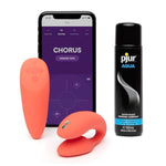 Chorus Remote Control Couples Vibrator Coral Personal Massager & Pjur Aqua Water Based Personal Lubricant 3.4 Fl Oz - Couples Sex Toys Bundle