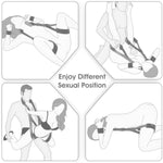 Sex Bondage Bdsm Kit, Bed Restraints Thigh Sling Spreader Straps Neck To Thigh/Ankle Restraint Bondage Submissive Gear, Open Leg Straps Sm Game Kinky Sex Toys For Women Couples Beginner (Black)