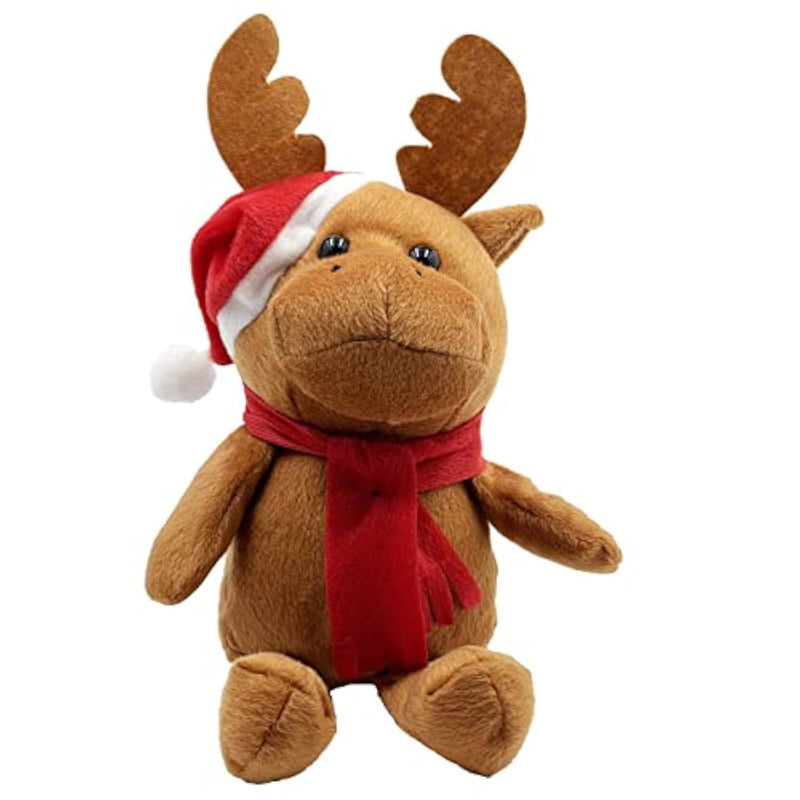 Christmas Animal Plush, 10" Inch Plush Stuffed Animals, Super Soft And Cuddly Toy, Classroom And Home Decorations, Boys And Girls (Plush Reindeer)