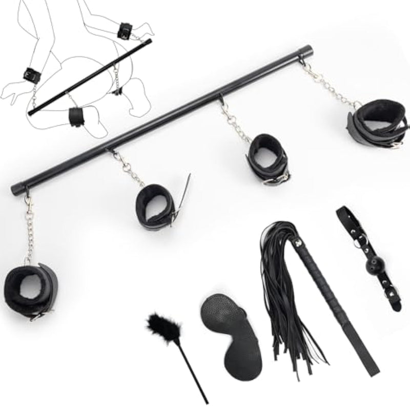 Bdsm Bondage Kit Sex Bondage Restraints Sex Toy With Spreader Bar, Whip, Ball Gag, And Adjustable Handcuffs, Ankle Restraints, Sex Restraints Set For Women Men And Couples Ultimate Bondage Sensation