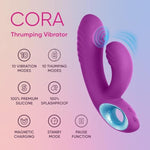 Cora Thumping G-Spot Rabbit Vibrator For Women - G Spot & Clitoral Stimulation Adult Toy With 10 Thumping & 10 Vibration Modes & Travel Lock - Splashproof, Wireless Sex Toys For Women (Purple)