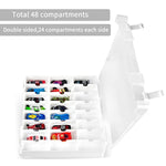 Double Sided Toy Storage Organizer Case For Hot Wheels Car, For Matchbox Cars, For Mini Toys, For Small Dolls. Carrying Box Container Carrier With 48 Compartments - Upgrade (Box Only)