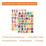 5040 Pieces Large Letter Stickers 60 Sheets 0.5/0.8 Inch Colorful Alphabet Number Stickers