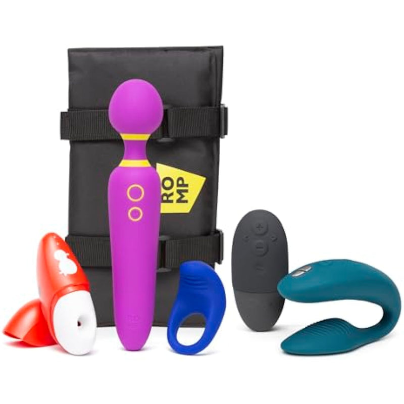 Sync 2 Green App Control Couples Vibrator & Romp Pleasure Kit With Wand, Clitoral Suction Toy & Cock Ring - Couples Sex Toys Bundle
