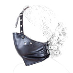 Leather Y Shape Harness Ball Gag Restraint Head Mask for Adult BDSM Bondage
